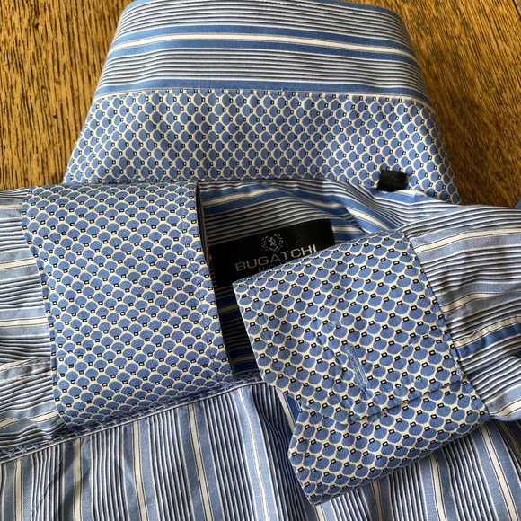 Bugatchi Uomo Mens M Striped Button Down Flip Cuff - Picture 10 of 12